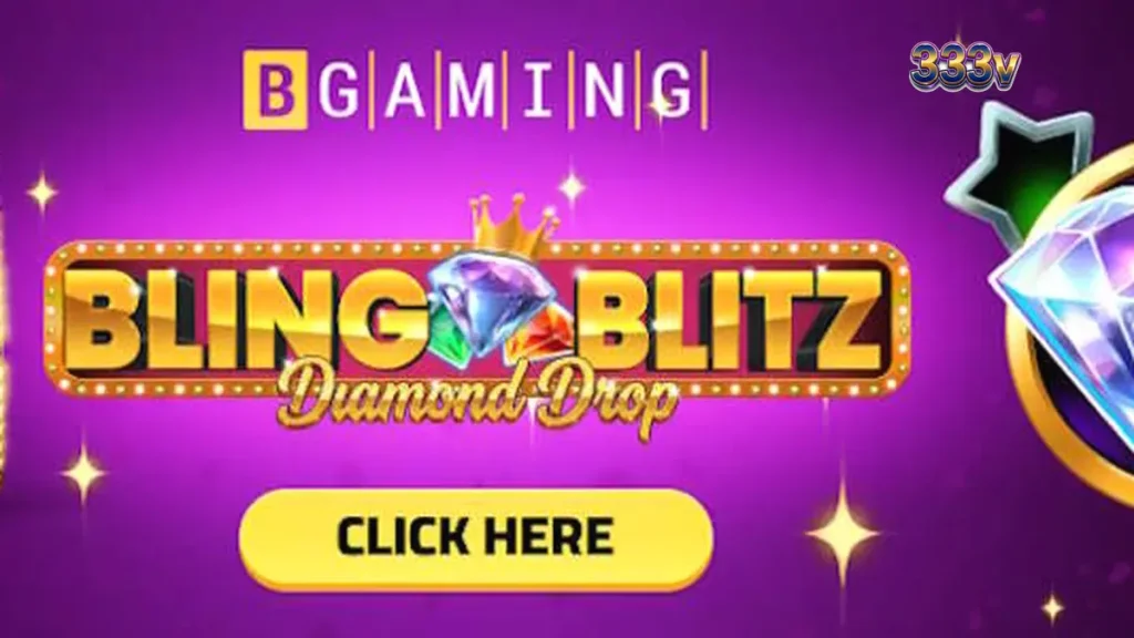 Tampilan layar permainan slot Bling Blitz Diamond Drop dengan tema berlian dan latar belakang gelap.